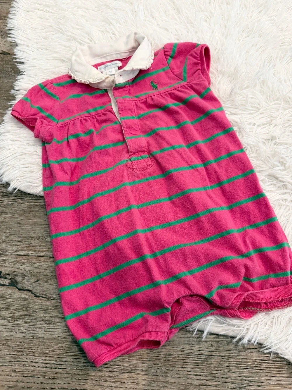 Ralph Lauren Baby Girl Romper 12 Months Stripe Onesie